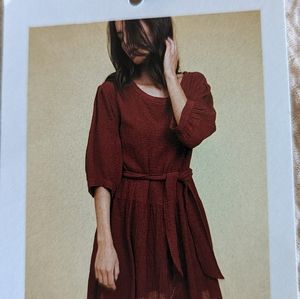 Rosetta Banded Peasant Dress, alabaster (lt peach), Nation LTD, women's small